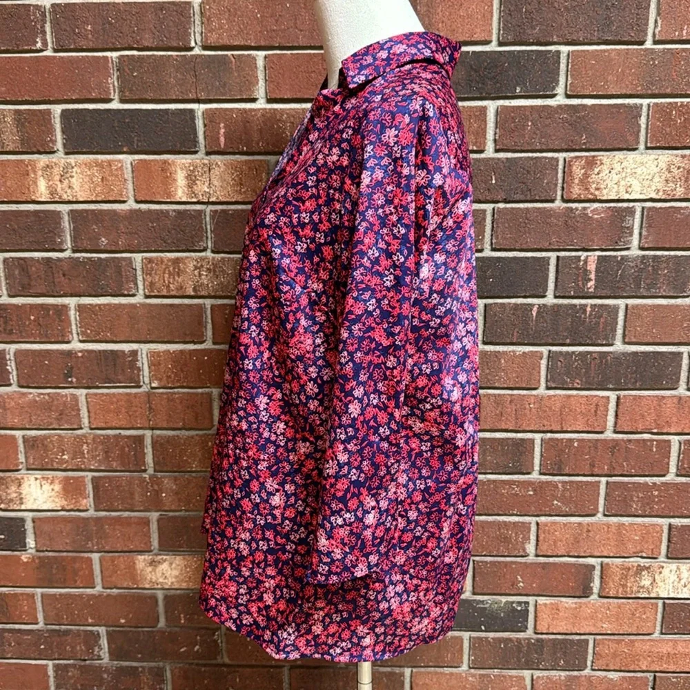Foxcroft Coral Sunset Floral Button-up Shirt Size 2